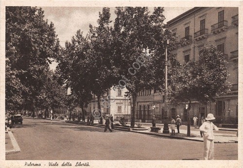 Cartolina - Postcard - Palermo - Viale Libertà - animata …