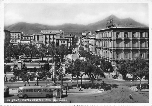 Cartolina - Postcard - Palermo -Piazza Castelnuovo - Via Dante …