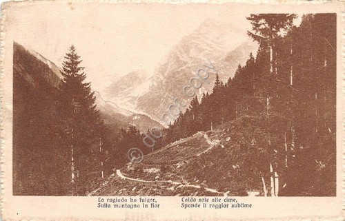 Cartolina - Postcard - panorama di montagna - poesia - …
