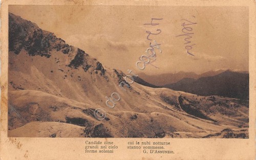 Cartolina - Postcard - Panorama di montagna - poesia D'Annunzio …