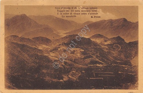Cartolina - Postcard - panorama di vallata - poesia Prina …