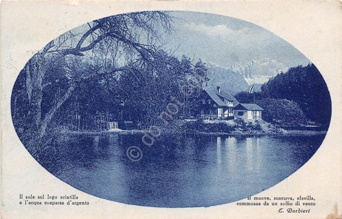 Cartolina - Postcard - Panorama Lago- Poesia Barbieri - 1928