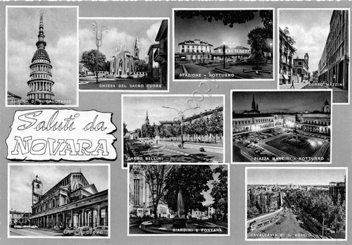 Cartolina - Postcard - saluti da - Novara - Vedutine …