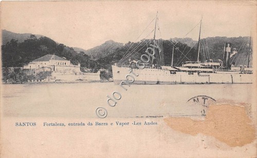 Cartolina - Postcard - Santos Fortaleza entrata da Barra e …