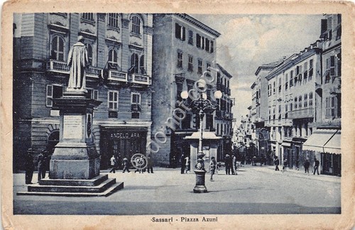 Cartolina - Postcard - Sassari - Piazza Azuni - animata …