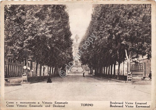 Cartolina - Postcard - Torino Corso Vittorio Emanuele Monumento animata …