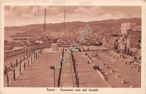 Cartolina - Postcard - Trieste panorama visto dal castello animata …