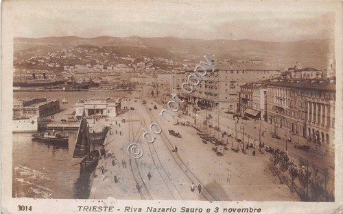 Cartolina - Postcard - Trieste Riva Nazario Sauro barche animata …