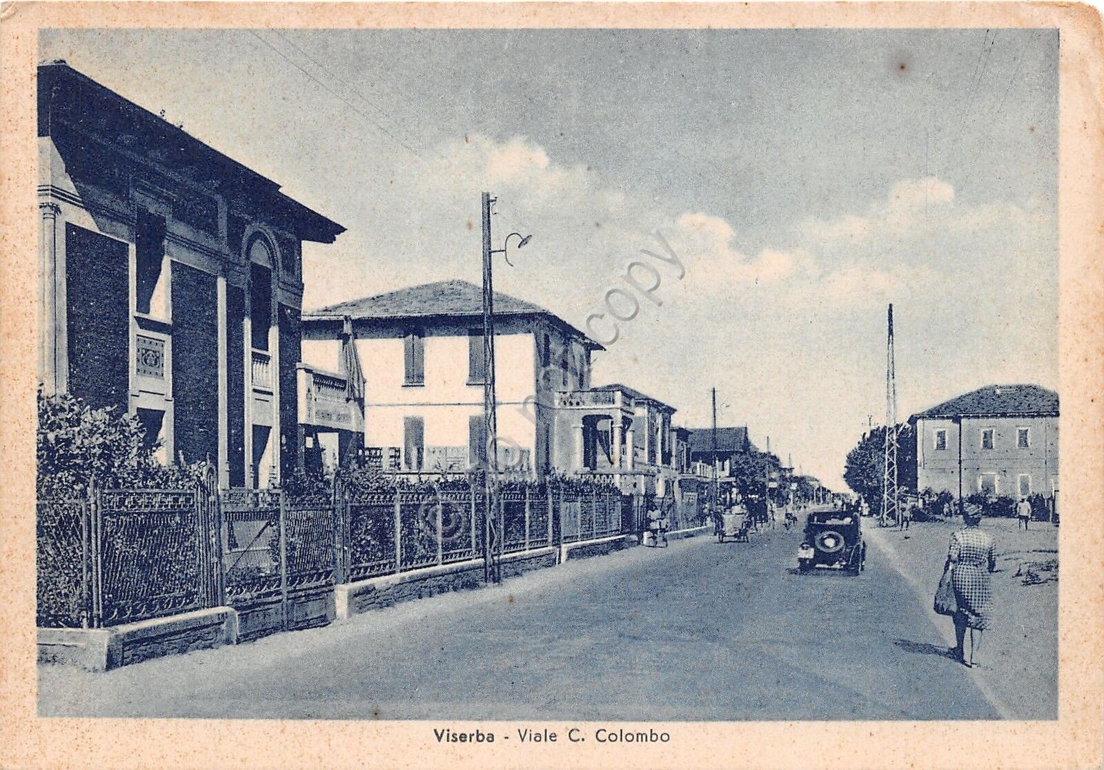 Cartolina - Postcard - Viserba - Viale Colombo - animata …