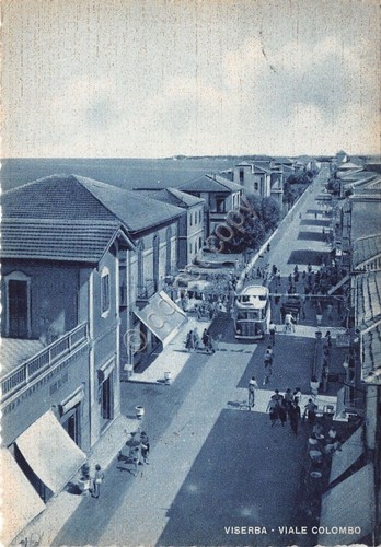 Cartolina - Postcard - Viserba - Viale Colombo - animata …