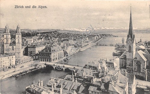 Cartolina - Postcard - Zurich - Alpen - Panorama dall'alto