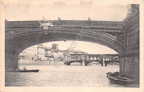 Cartolina - Postcard- Firenze - Arno - Ponte Vecchio barche …