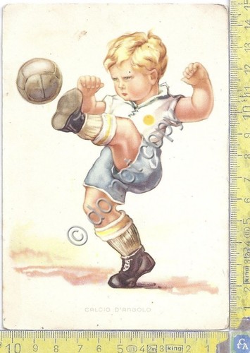 Cartolina - Postcard -Illustrata - Calcio d'angolo - bambino - …