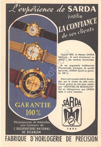 Cartolina - Pubblicitaria - Fabbrica Orologi - Sarda - Besancon