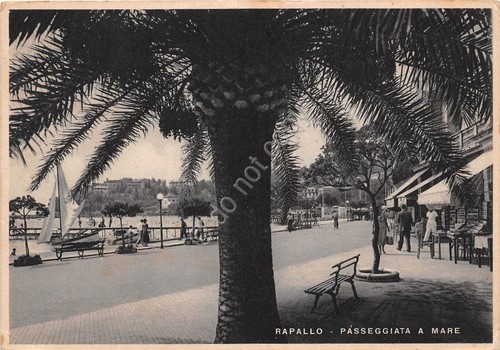 Cartolina - Rapallo - Passeggiata a mare - 1941
