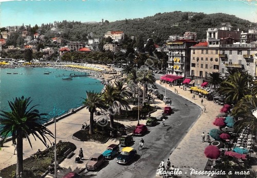 Cartolina - Rapallo - Passeggiata a mare - 1962 (Genova)