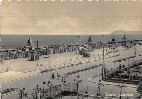 Cartolina - Riccione - Lungomare - anni '50 (Rimini)
