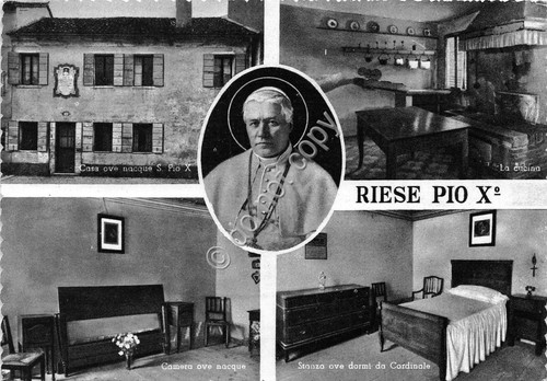 Cartolina - Riese Papa Pio X vedutine casa 1957
