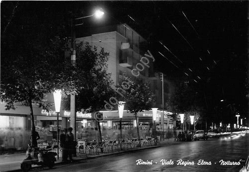 Cartolina - Rimini - Viale Regina Elena - Notturno - …