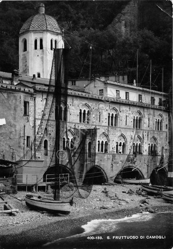 Cartolina - San Fruttuoso - Spiaggia - barche - reti …