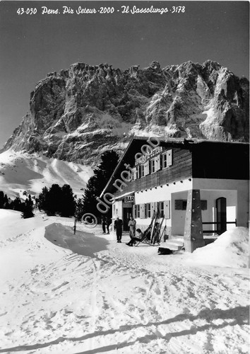 Cartolina - Sassolungo - Pensione Piz Seteur - sciatori - …