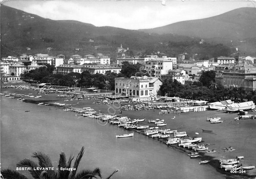 Cartolina - Sestri Levante - Spiaggia dal mare - Barche …