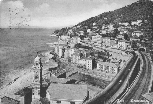 Cartolina - Sori - Panorama - Ferrovia - anni '50