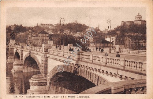 Cartolina - Torino Ponte Umberto I sul Po Monte Cappuccini …
