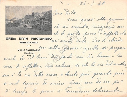 Cartolina - Valle Santuario - Sondrio - Opera Divin Prigioniero …