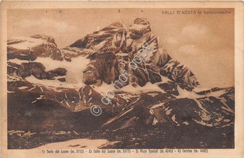 Cartolina - Valtournanche Testa e colle del Leone Picco Tyndall …