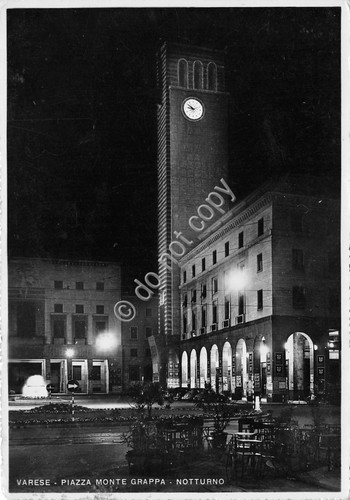 Cartolina - Varese Piazza Monte Grappa Notturno 1954
