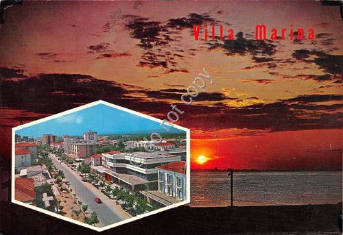 Cartolina - Villa Marina panorama doppia veduta 1968 (Pesaro)