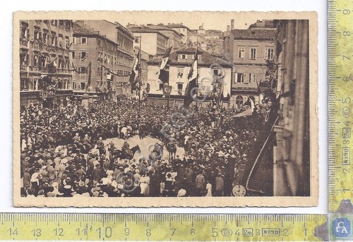 Cartolina- Postcard - cinque giornate Fiume Inaugurazione antenne Piazza Dante