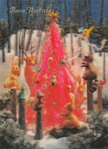 Cartolina 3D Lenticular plastificata Buon Natale augurale made in Japan