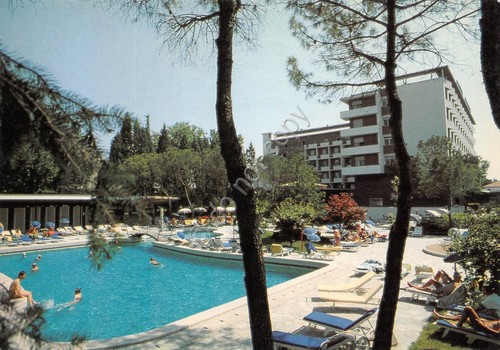 Cartolina Abano Terme Hotel Bristol Buja piscina animata 1988 (Padova)
