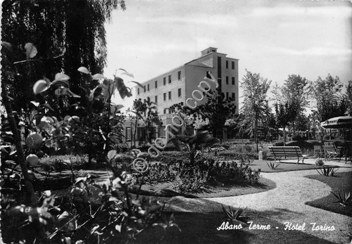 Cartolina Abano Terme Hotel Torino 1955