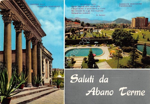 Cartolina Abano Terme vedute varie 1969 poesia Barbieri (Padova)