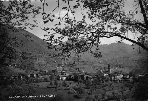 Cartolina Abbazia di Albino Panorama 1955