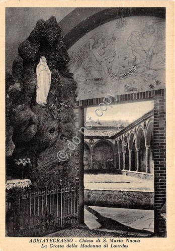 Cartolina Abbiategrasso Chiesa S. M. Nuova Grotta anni '50 (Milano)
