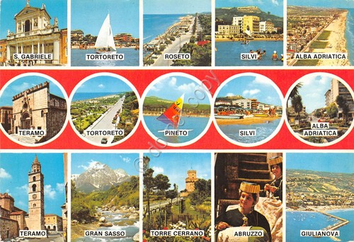 Cartolina Abruzzo varie località vedute varie S. Gabriele Teramo Roseto …