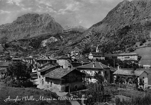 Cartolina Acceglio panorama case 1954