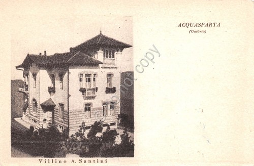 Cartolina Acquasparta Villino A. Santini 1/2 vignetta