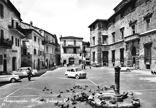Cartolina Acquastarta Piazza Federico Cesi auto d'epoca anni '50