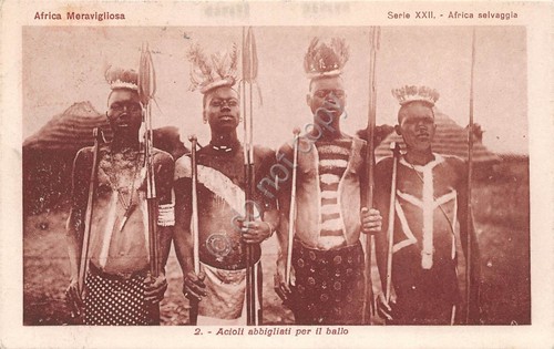Cartolina Africa Centrale Acioli abbigliati per il ballo 1927 Missioni …