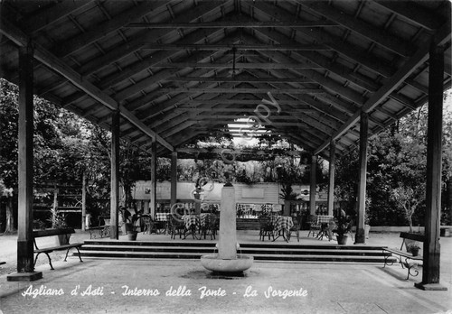 Cartolina Agliano d'Asti La Sorgente interno della fonte 1955