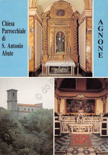 Cartolina Agnone Chiesa S. Antonio Abate vedute varie anni '70