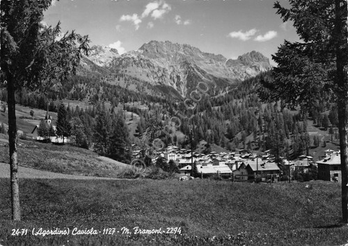 Cartolina Agordino Caviola Panorama 1954 segni