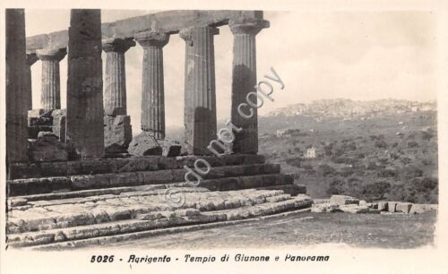 Cartolina Agrigento Tempio di Giunone e panorama 1937
