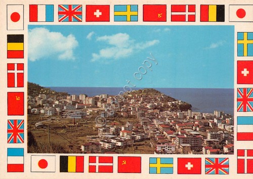 Cartolina Agropoli Panorama con bandiere anni '80