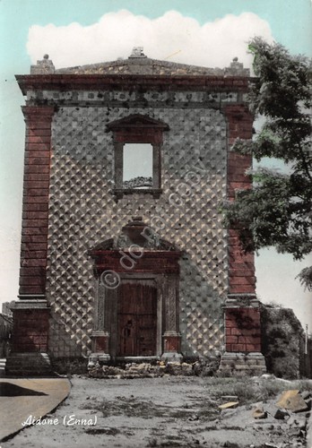 Cartolina Airone Enna Chiesa San Domenico facciata 1967
